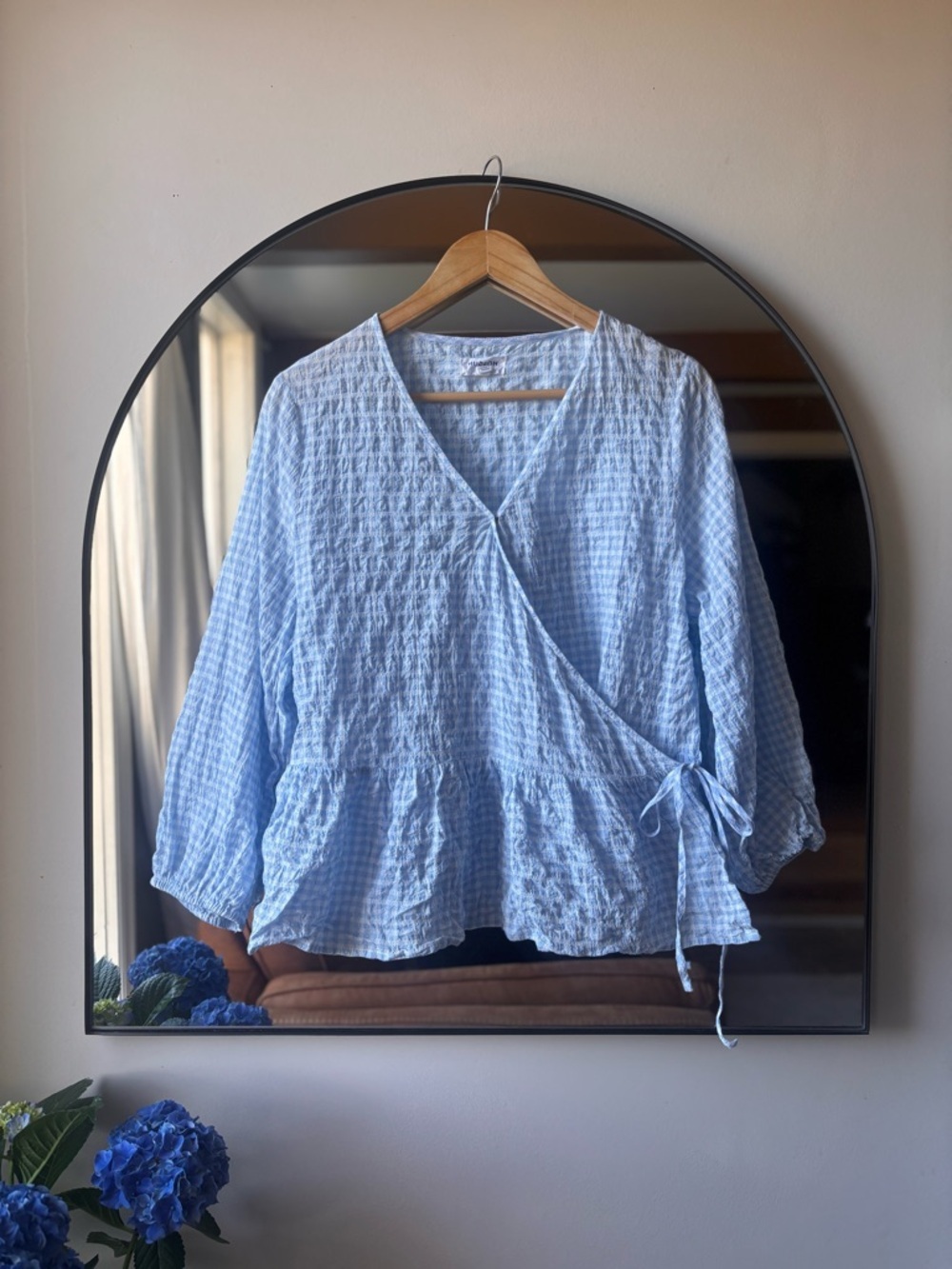 HUDSON NORTH | gingham cotton tie top | size Large